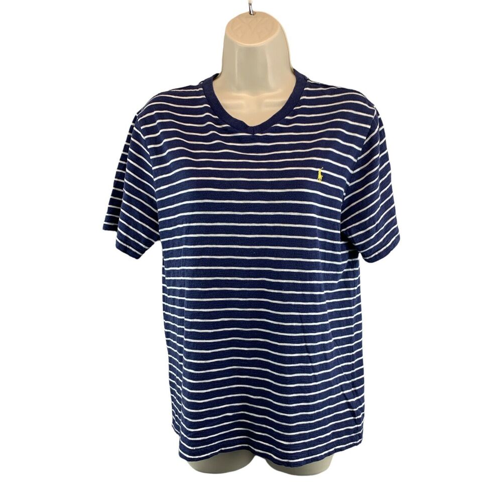 Polo Ralph Lauren T-Shirt Womens Size Large Short Sleeve Blue Striped Pullover
